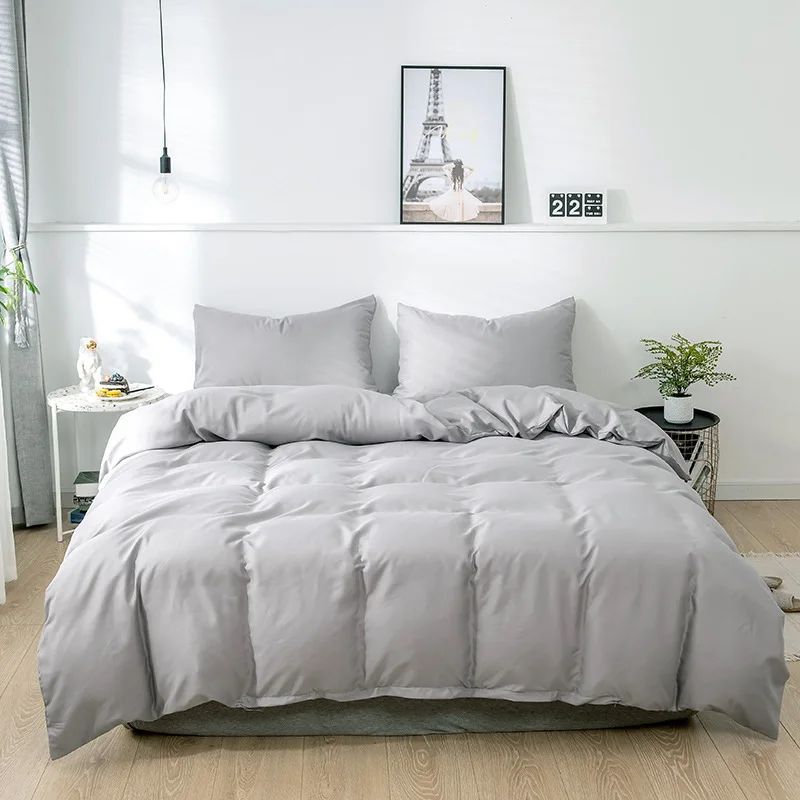 Capa de Edredom Nórdica Lixada Cor Sólida 220x240 Solteiro Casal Queen King Conjunto de Roupa de Cama Simples Fronha Roupa de Cama (Sem Lençol)