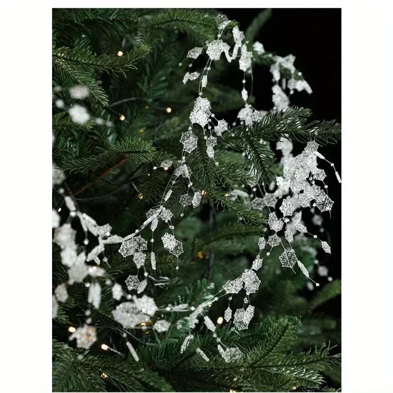 Christmas Pearl Bead Garland with Fishing Line Floral Hanging Ornament Bendable Design for Tree Decor Festival Party Arrangement