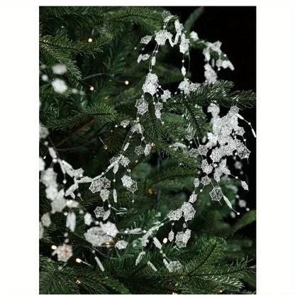 Christmas Pearl Bead Garland with Fishing Line Floral Hanging Ornament Bendable Design for Tree Decor Festival Party Arrangement