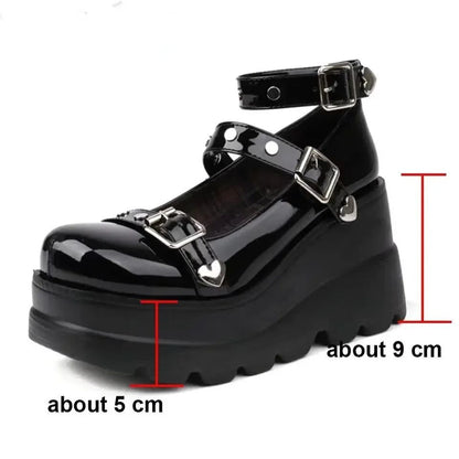 Women Pumps Mary Jane Super High Heel Platform Wedge Spring Ladies Sandals Belt Buckle Classic Sweet Punk Female Lolita Shoes