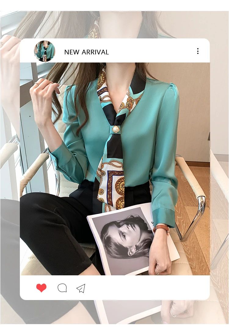 FANAN Elegant Fashion Office Lady Bow Solid Chiffon Shirts Women Clothing New Long Sleeve V-Neck Pullover Top Blouses Female2025