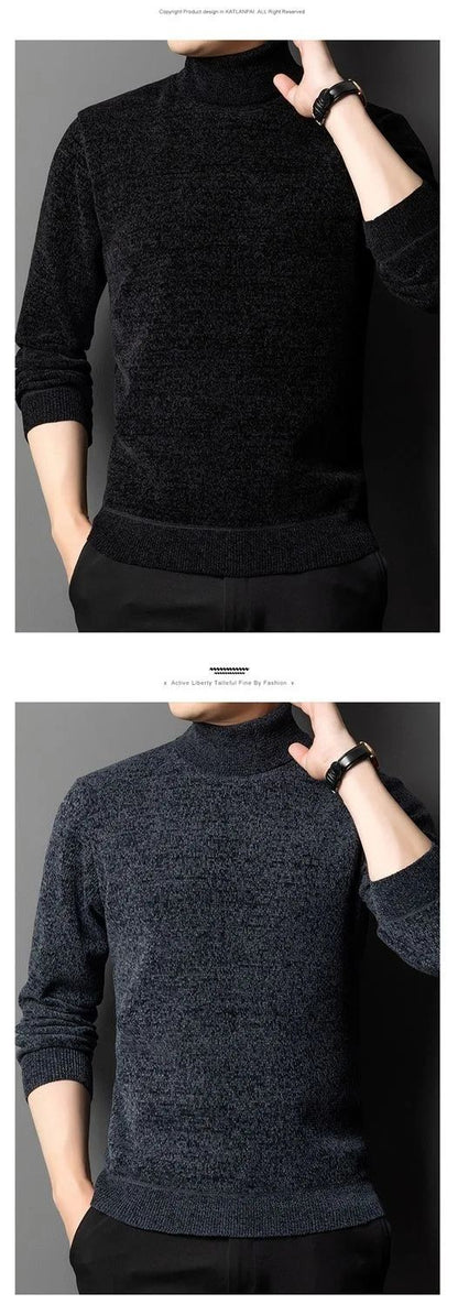 Men Turtleneck Sweater Casual Thick Men's Rollneck Knitted Sweater Warm Mens Jumper Woolen Sweater Male Outwear Knitwear 3XL 4XL