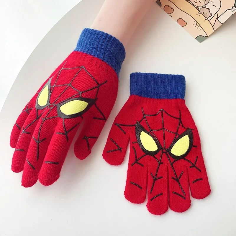 Luvas Quentes Infantis de Inverno Homem-Aranha Marvel Luvas de Malha Desenho Animado Anime Marvel Decoração Fofa Presentes de Natal para Crianças Em Estoque