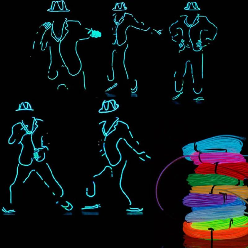 1M/3M/5M Flexible Neon Light Ball Dress Decoration Light EL Luminous Cable Party DIY Atmosphere Light Waterproof LED Strip