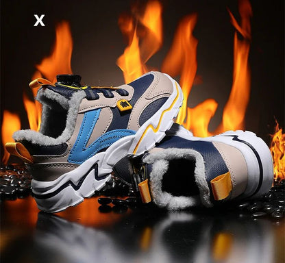 Winter Kids' Cotton Shoes For Boys Warm Plush Anti-slip Children Running Sneakers Outdoor Comfortable Casual Walking Shoes