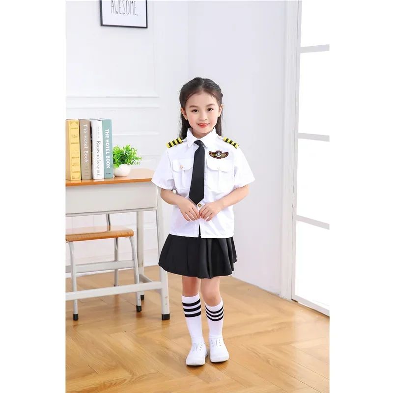 2025osplay Costumes pour enfants, uniforme de pilote d'avion, vêtements de classe de profession