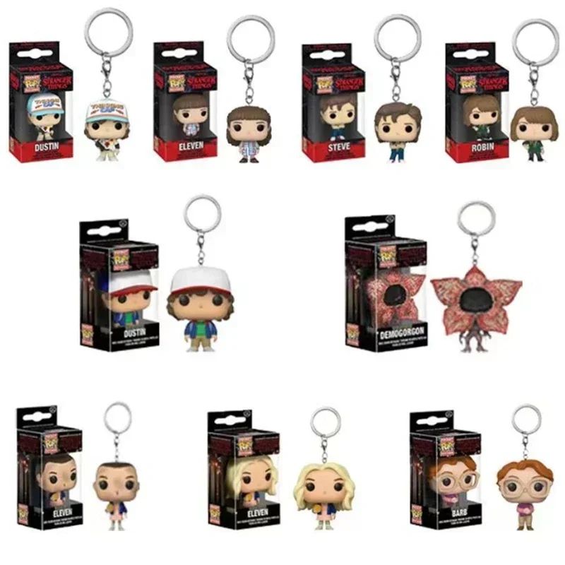 13 Estilos FUNKO Pocket Chaveiro Stranger Eleven Dustin Barb Steve Demogorgon Bonecos de Ação Brinquedos COISAS com Caixa