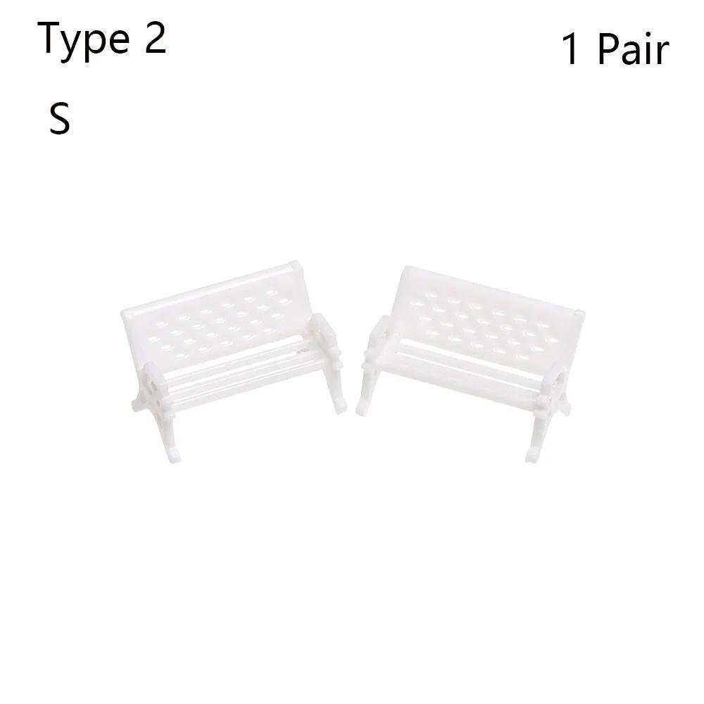 1SET Doll House Miniature Bench Stools White Chair Cute Fairy Garden Gnome Moss Terrarium Bonsai DIY Craft Home Decoration