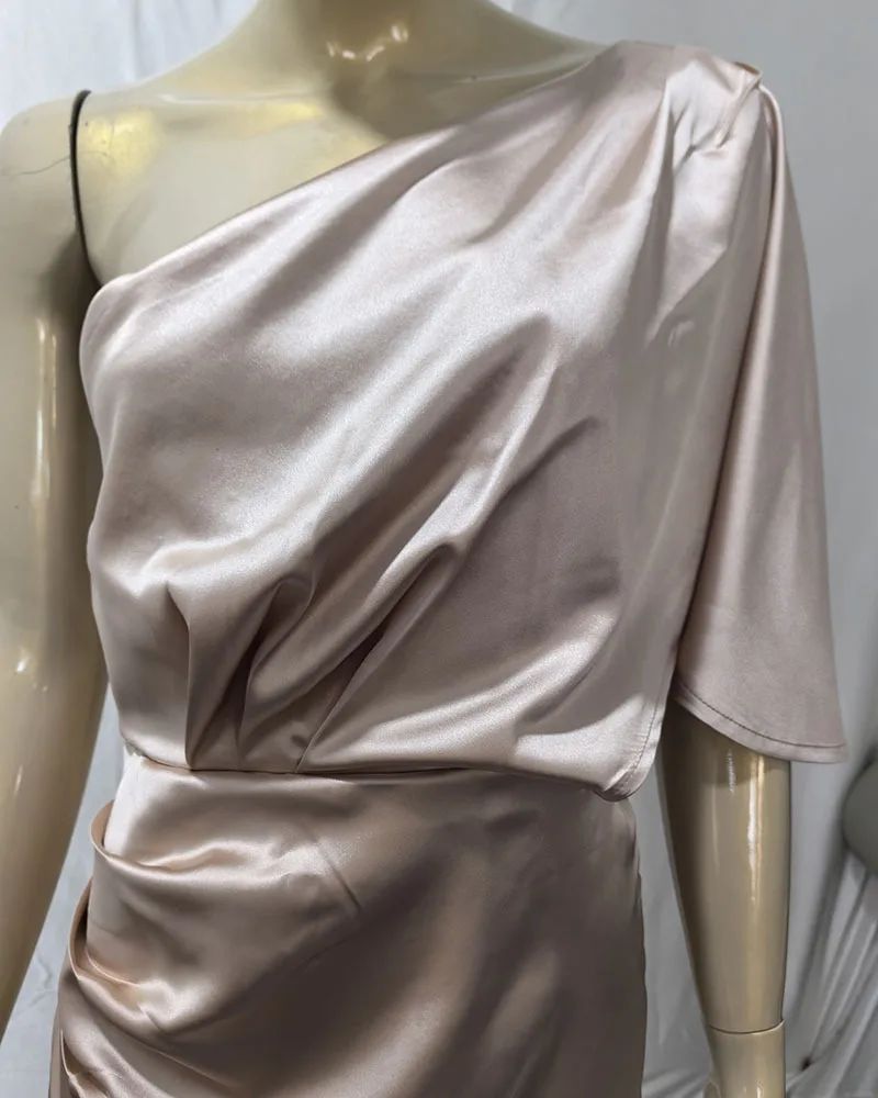 Elegant High-end Feel Women's Evening Dress Solid Color Irregular Midwaist Cross