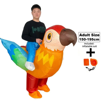 Halloween Character Inflatable Costume Colorful Parrot Multi-Color Cow Costume Props, Holiday Party Cosplay