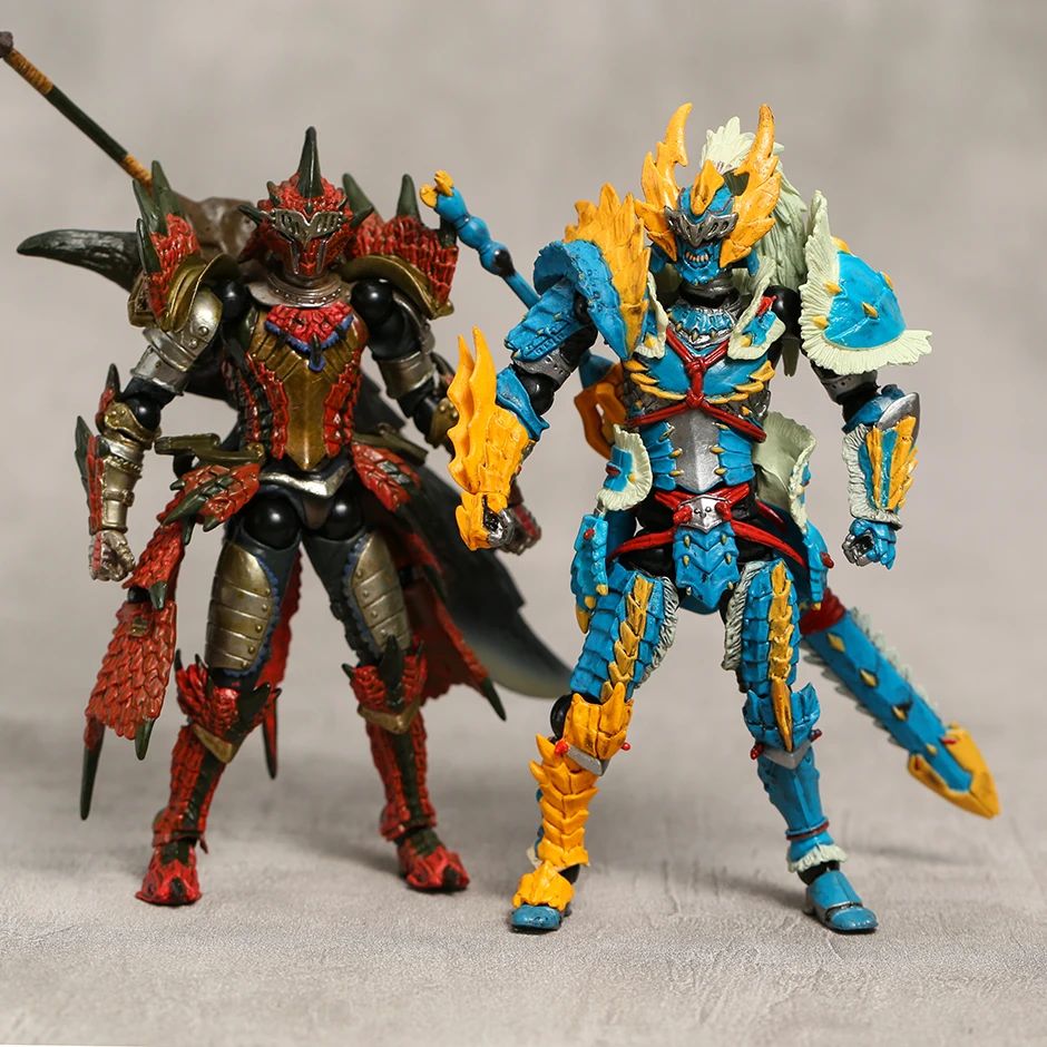 Modelo de brinquedo colecionável do boneco de ação do espadachim com armadura de Zinogre/Rathalos de Monster Hunter para presente de Natal