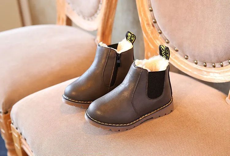 Children's Boots for Boys Girls Toddlers Little Kids Fashion Classic Ankle Boots Warm Rubber Chelsea Boots British Style 21-36