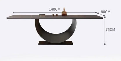Modern Rectangle Minimalist Rock Slab Restaurant Dining Table And Chairs Stainless Steel Frame Leather Dining Chair Italian