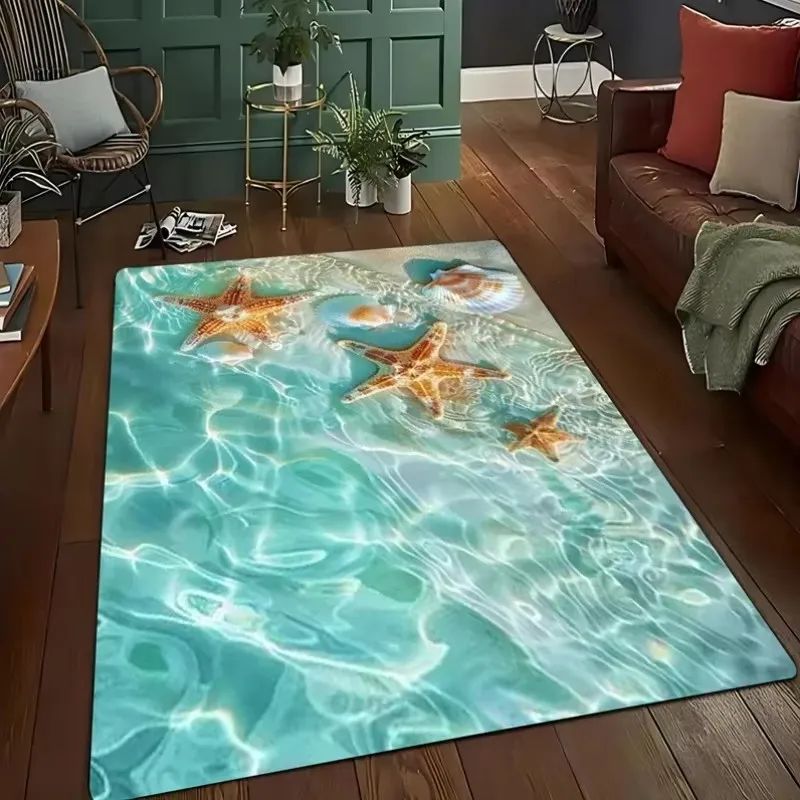 3D Desert Crack Water Fire Design Rug Non-Slip Machine Washable Carpet Fashion Bedroom Living Room Beach Style Floor Mat