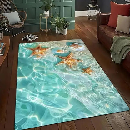 3D Desert Crack Water Fire Design Rug Non-Slip Machine Washable Carpet Fashion Bedroom Living Room Beach Style Floor Mat