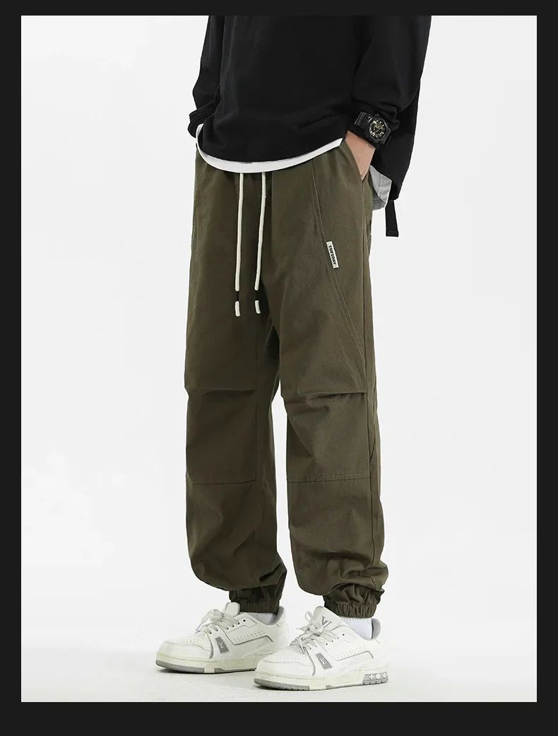 2024 M-5XL Calça Masculina de Algodão e Cânhamo Primavera e Outono Nova Calça Larga com Cordão Calça Saruel Harem Calça Casual Japonesa