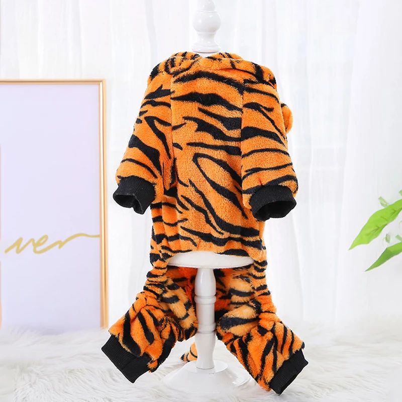 Traje de Cosplay em Fleece de Coral para Roupas de Cachorro Pequeno, Gato, Filhote, Chihuahua, Yorkshire, Casaco com Capuz, Tigre, Dinossauro