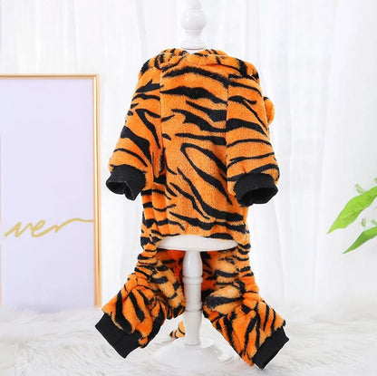 Traje de Cosplay em Fleece de Coral para Roupas de Cachorro Pequeno, Gato, Filhote, Chihuahua, Yorkshire, Casaco com Capuz, Tigre, Dinossauro