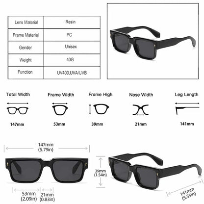JNPCXI Óculos de Sol Retrô Quadrados Femininos Listras de Leopardo Sombras UV400 Rebites da Moda Masculinos Óculos de Sol Transparentes Gradiente