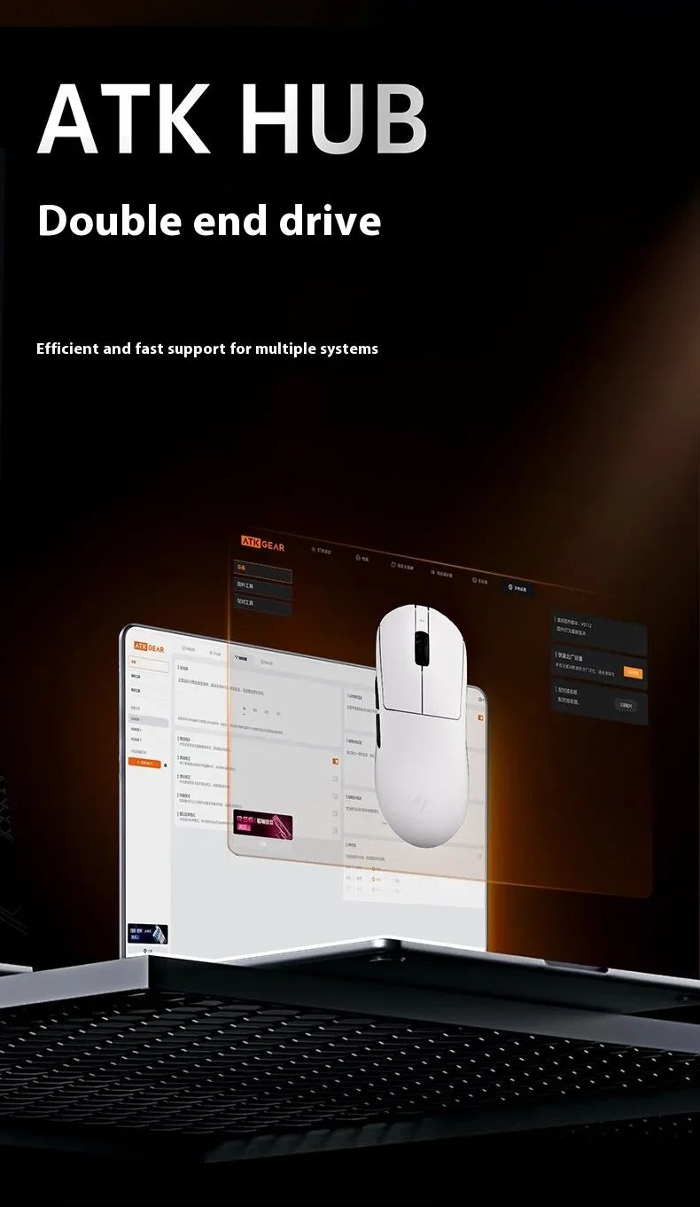 Mouse Gamer Sem Fio ATK Dragonfly A9 Ultra Paw3950 Modos Duplos Personalizado 8K Leve Acessórios Para PC Para Jogadores de FPS