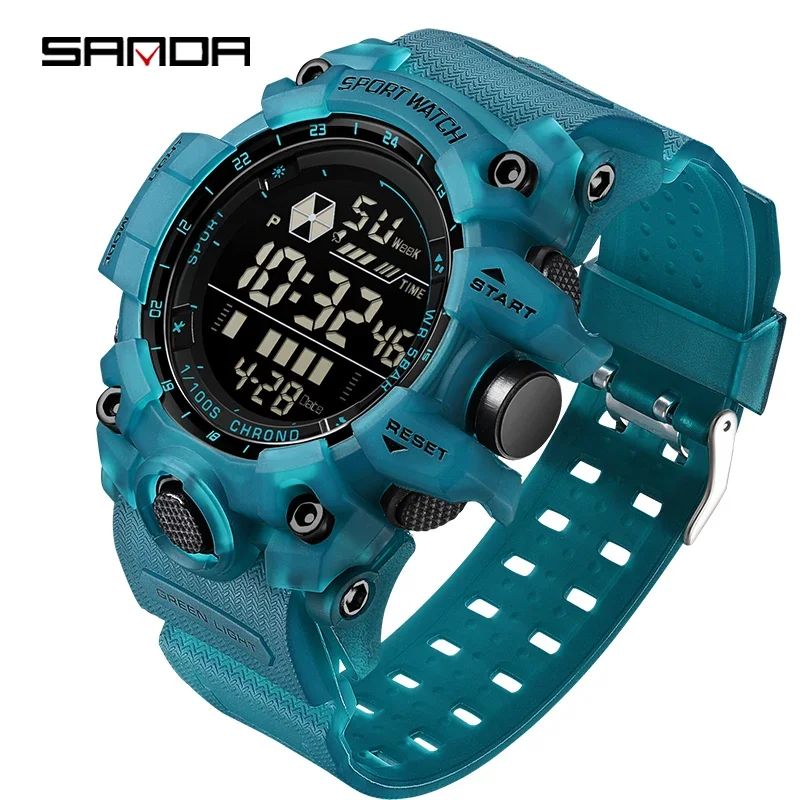 SANDA Men Outdoor Sports Watch Waterproof LED Analog Digital Show Multifunction Big Dial Electronic Wristwatch G style Male Cloc