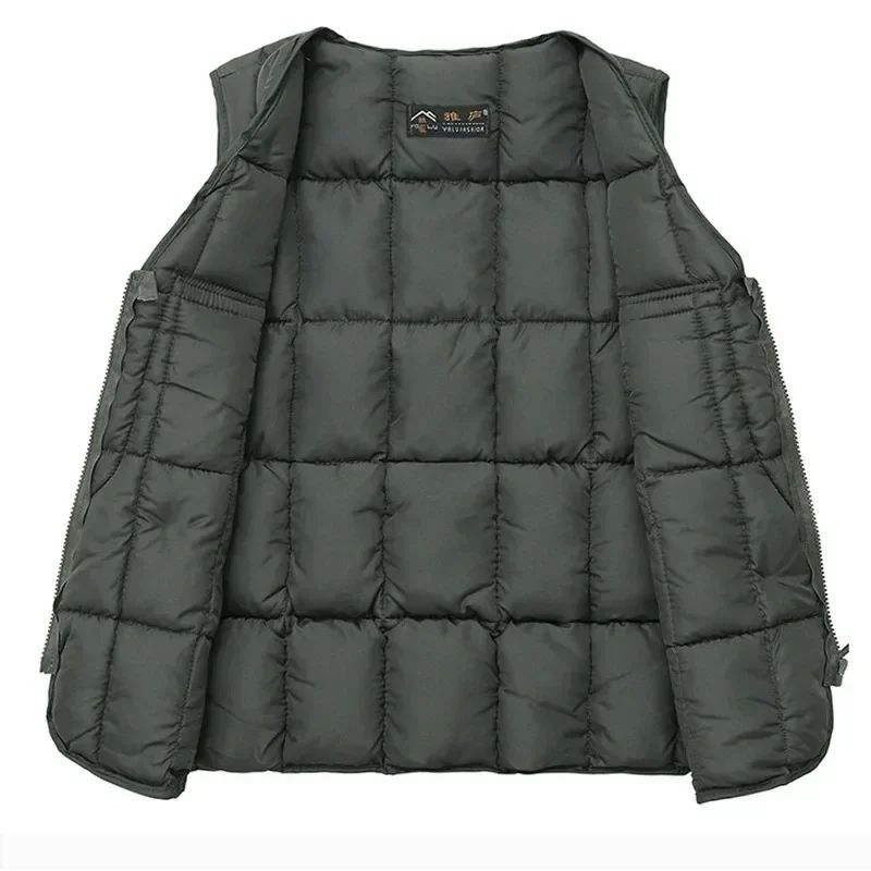 Jaqueta Colete Masculino de Inverno Grosso Quente com Vários Bolsos, Colete de Pesca de Caça, Colete Tático Masculino ao Ar Livre, Casacos Quentes Sem Mangas com Zíper