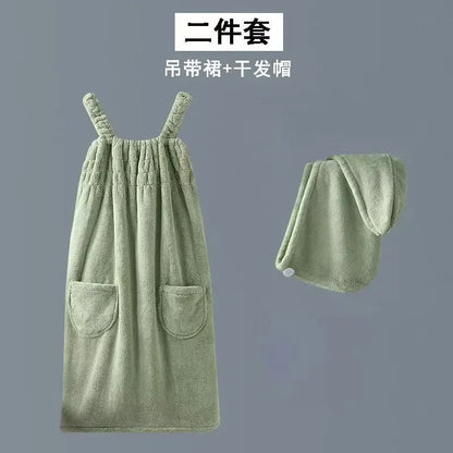 Women Wearable Bath Towel Wearable Towels Coral Fleece Women's Bath Skirt Absorbent Bath Skirt Shower Sauna Wear Towel