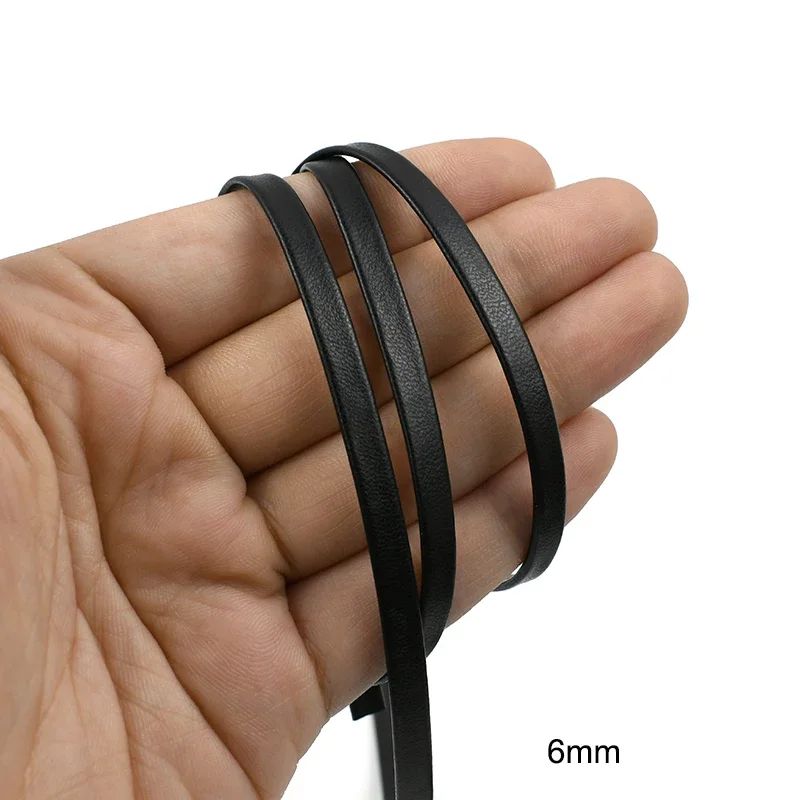 5Meters 3-50mm Black PU Leather Cords Soft Ribbon Band Bag Strap Webbing Necklace Jewelry Decor Tape DIY Sewing Accessories