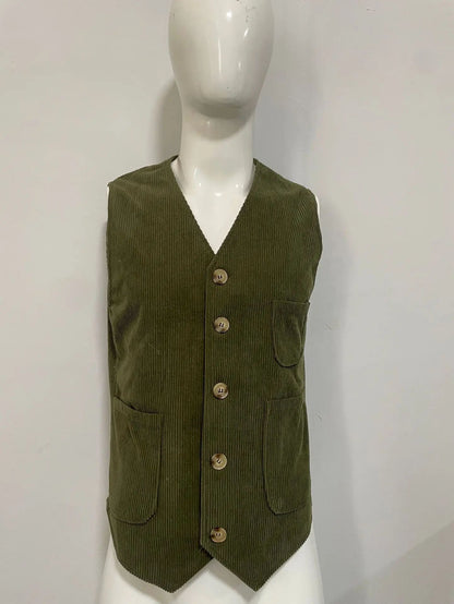 European and American Business Men's Casual Outerwear for Spring and Autumn, Fashion Button Slim Fit Corduroy Suit Coat S-XXXL