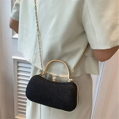 Shiny Mini Evening Bag, Rhinestone Chain Purse, Luxury Glitter Banquet Handbag, Perfect For Party, Wedding, Prom, Dinner/Banquet