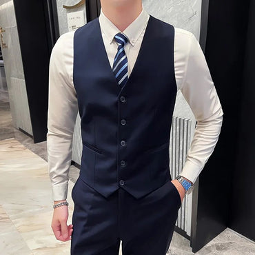 Suit Outdoor Breathable (Blazer+ Vest + Pants) Men's Fashion Business Korean Wedding Casual Business Wear Elegant Man Suit 6XL