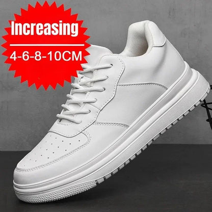 PDEP Tênis Masculino Aumento de Altura 10cm Invisível Elevador Branco Couro Esportivo Zapatillas De Hombre Tamanho Grande 46