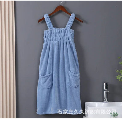 Women Wearable Bath Towel Wearable Towels Coral Fleece Women's Bath Skirt Absorbent Bath Skirt Shower Sauna Wear Towel