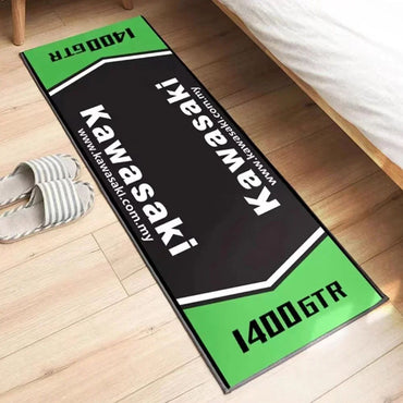 Garage Mat Motorcycle Carpet Racing Cool Moto Display Kawasaki Carpet for Kawasaki Motorcycle Area Rug Anti-slip Floor Decor Rug