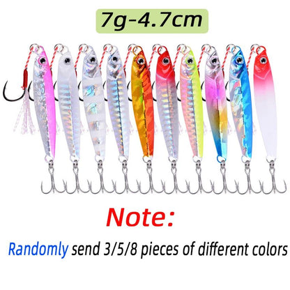 3/5/8 unidades de iscas de pesca de metal Jig Set 7g 10g 14g 21g 28g 40g Iscas de Jigging de arremesso em costa marítima Colher isca artificial de água salgada