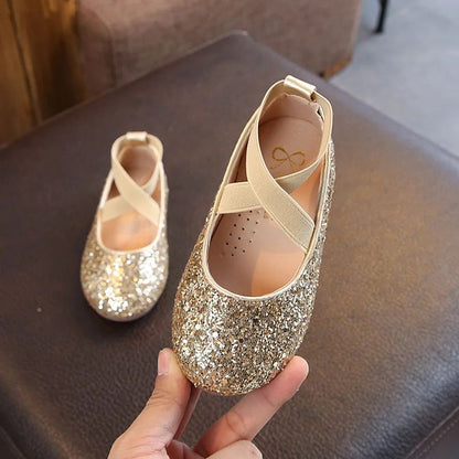 2025 Girls Ballet Flats Dance Party Girls Shoes Fashion Crystal Shoes Bling Princess Performnce 5-12 Years Kids Shoes CSH1173