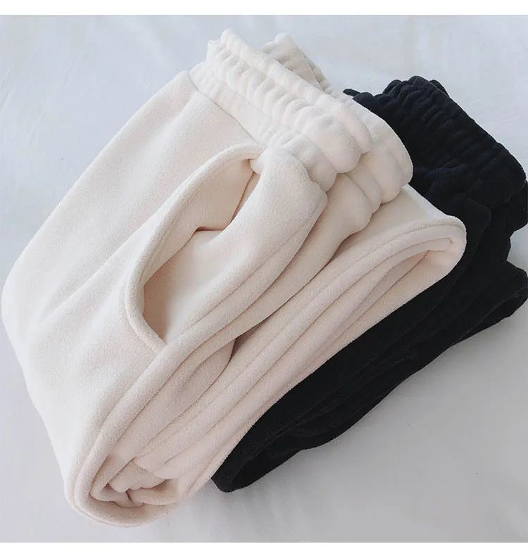 Thick Warm Fleece Lined Wide Leg Casual Sweatpants Women's Autumn Winter plus Size Cuffed Slimming Loose Fit Sport Pants