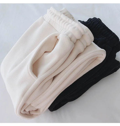 Thick Warm Fleece Lined Wide Leg Casual Sweatpants Women's Autumn Winter plus Size Cuffed Slimming Loose Fit Sport Pants