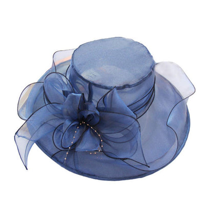 Chapéu Dobrável Feminino de Organza Floral para Igreja, Kentucky, Chá, Chapéu de Sol Elegante Fascinator para Cerimônia de Casamento Feminino
