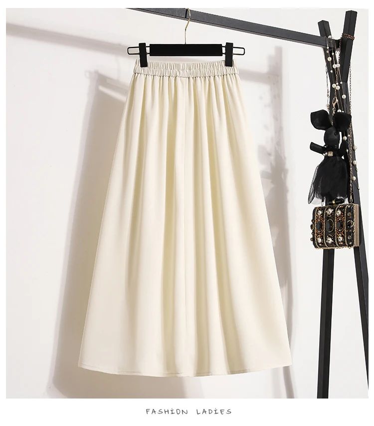 Ladies' Summer High Waist Plus Size Skirts 2026 Mid To Long Flowing Suit Skirt New Style Casual Solid Color A-line Skirt