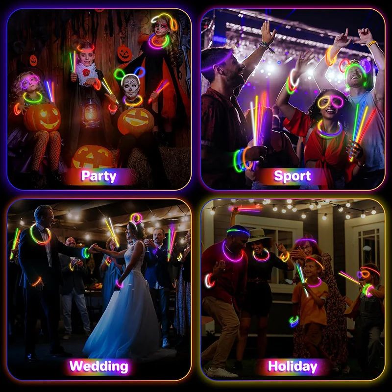 50/100Pcs Fluorescence Sticks Party Multicolor Glowing Stick Bright Colorful Light Bright Bendable Glow Bracelet Party Supplies