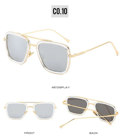 Luxury Steampunk Men Sunglasses Tony Stark Iron Man Sun Glasses Vintage Metal Eyewear Steam Punk Sunglass UV400 Male Gafas