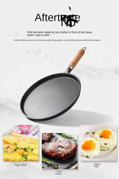 Frigideira de Ferro Fundido 26cm, Antiaderente sem Revestimento, para Ovos, Panquecas, Crepes, Bife, Fogão a Gás e Indução, Utensílio de Cozinha