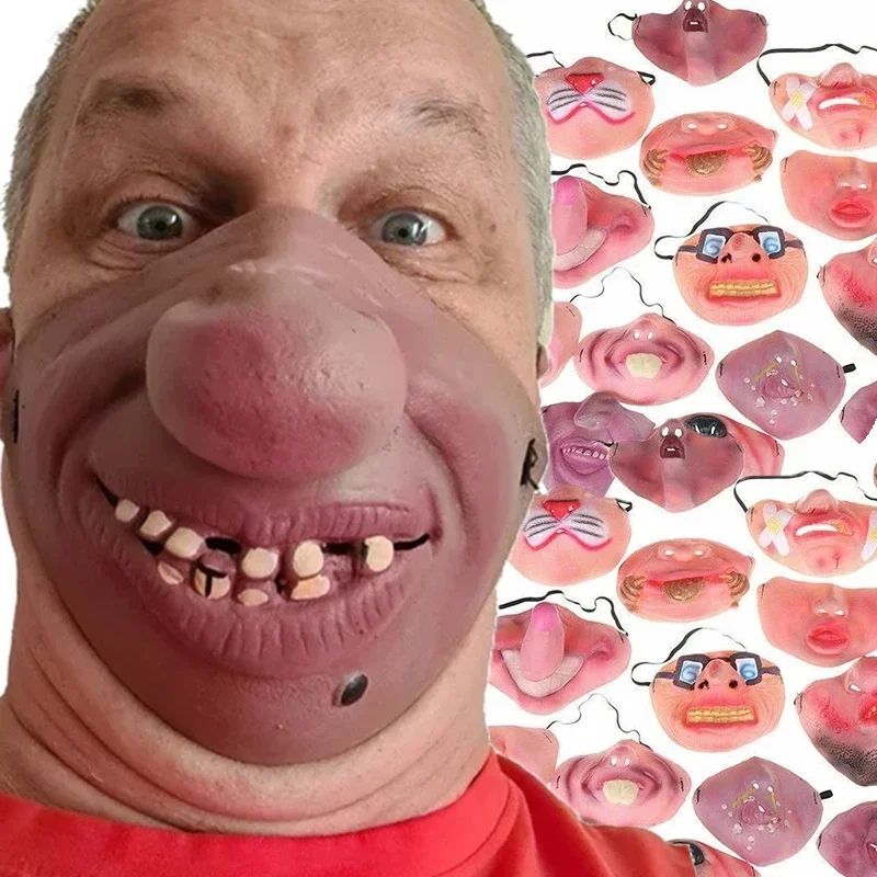 Funny Latex Half Face Masks Adult Clown Mask Horrible Masks Humorous Funny Elastic Band Faced Mask Halloween Party Cosplay Props