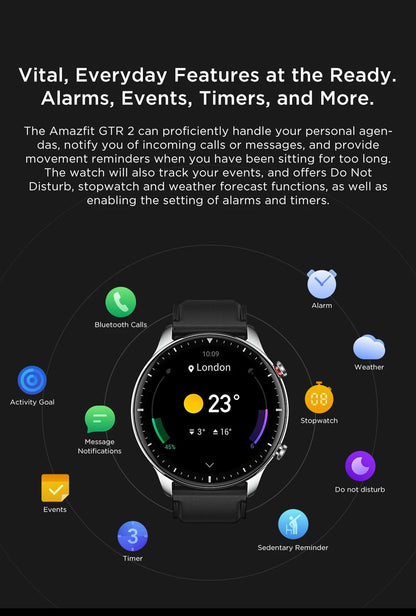 Amazfit GTR 2 Smartwatches Sem Novo Smartwatch Masculino À Prova D' Água 5ATM GPS 95% Novo De Exposição Esporte Relógio Masculino Recondicionado