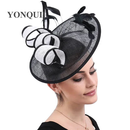 Red Kentucky Derby Fascinator Hat For Women Elegant Flower Sinamay Ladies Hats Wedding Party Cocktail Headwear Female Headbands
