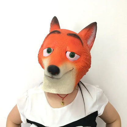2026  Zootopia Nick Mask Headgear Cute Cartoon Toy Funny Latex Mask Live Broadcast Props Halloween Role Play Costume Headgear