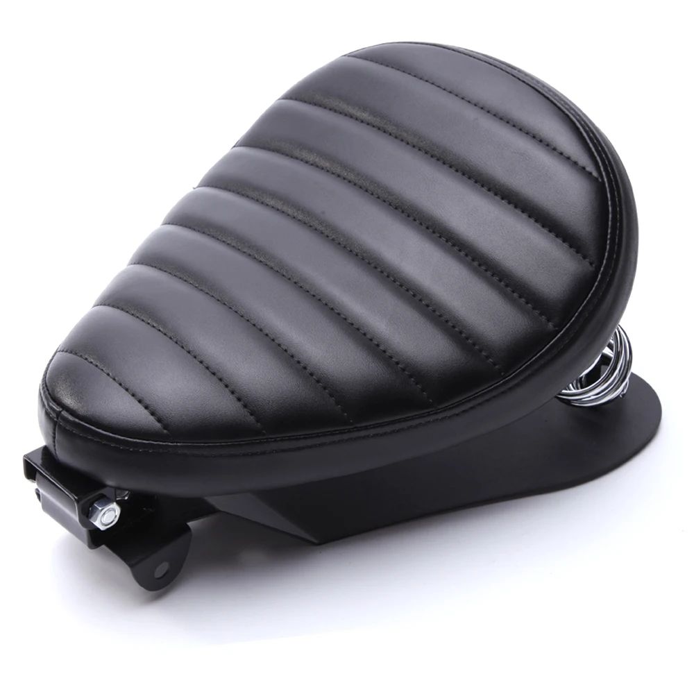 1 CONJUNTO de Assento Solo de Couro Retrô para Moto com Suporte de Mola de 3" para Harley Custom Chopper Sportster Bobber Honda Yamaha Kawasaki