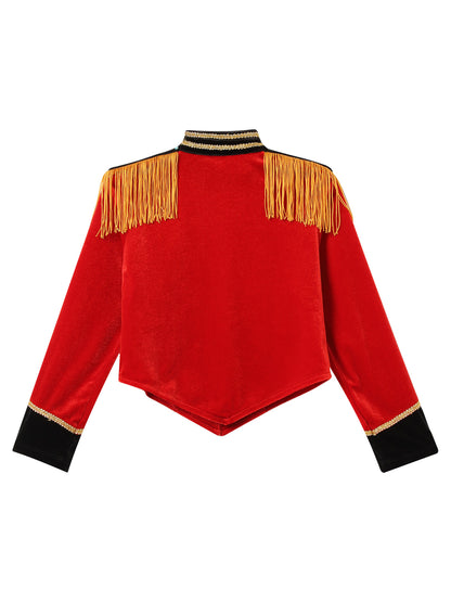 Boys Girls Drum Major Team Uniform Nutcrackers Costume Set Marching Band Tassel Jacket Coat Hat Outfits for Drummer Performance