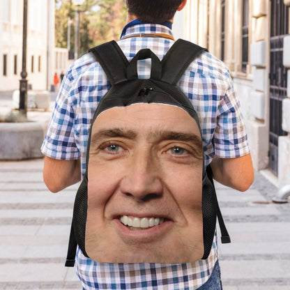 Custom Nicolas Cage Meme Laptop Backpack Women Men Basic Bookbag for College School Student Funny Bags